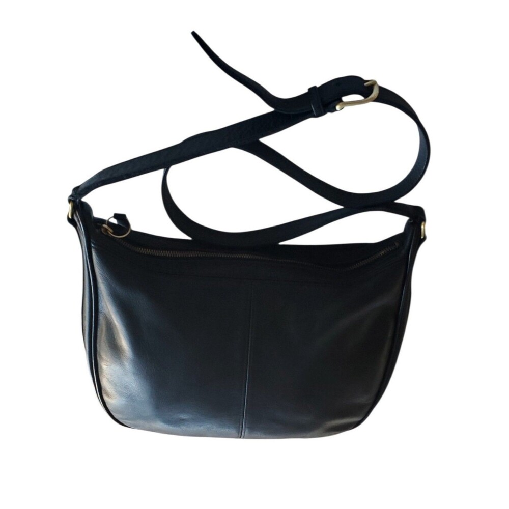 Vintage Coach Light Hobo Black Leather Shoulder Bag Purse Style 4017 Brass